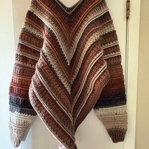 Elegant Multicolor Striped Women's Poncho